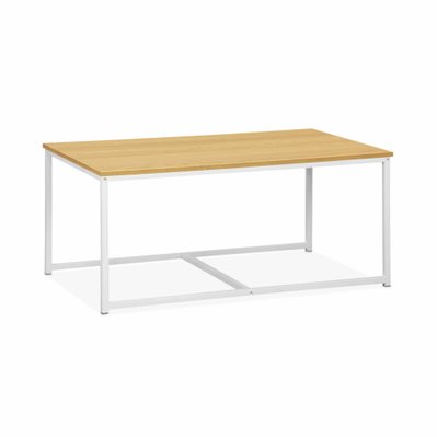 Lot de 3 tables gigognes métal blanc mat. décor bois - Loft - encastrables. 1x100x60x45cm / 2x50x50x38cm - 3760350652232 - 3760350652232