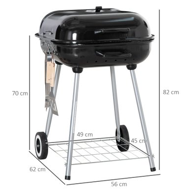 Barbecue à charbon - nombreux accessoires - acier émaillé noir - 846-093 - 3662970107645