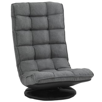 Fauteuil lounge design capitonné inclinaison réglable pivotant lin gris