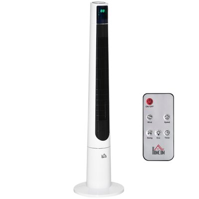 Ventilateur colonne tour oscillant 50 W avec télécommande blanc noir - 824-039V90 - 3662970102039