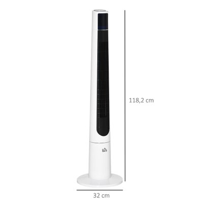 Ventilateur colonne tour oscillant 50 W avec télécommande blanc noir - 824-039V90 - 3662970102039