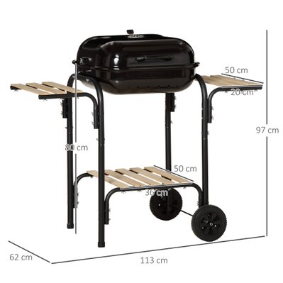 Barbecue à charbon 3 étagères - nombreux accessoires - acier émaillé noir - 846-096 - 3662970107652