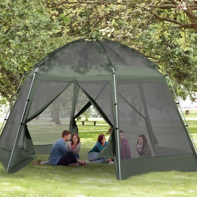 Tente de camping familiale hexagonale 6-8 personnes vert - A20-222DG - 3662970104927