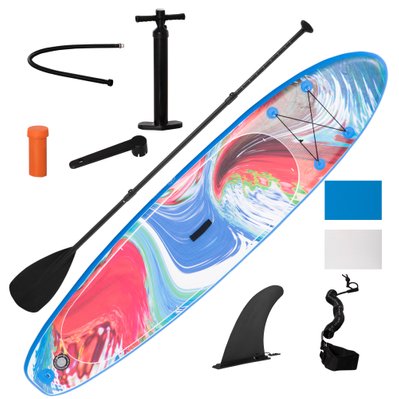 Stand up paddle gonflable nombreux accessoires fournis PVC bleu rouge - A33-027V01 - 3662970104392