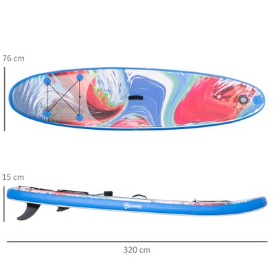 Stand up paddle gonflable nombreux accessoires fournis PVC bleu rouge - A33-027V01 - 3662970104392
