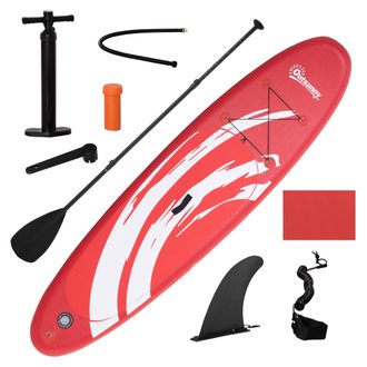 Stand up paddle gonflable nombreux accessoires fournis PVC blanc rouge