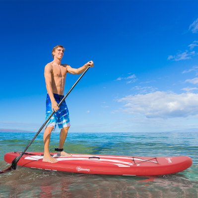 Stand up paddle gonflable nombreux accessoires fournis PVC blanc rouge - A33-028RD - 3662970104408