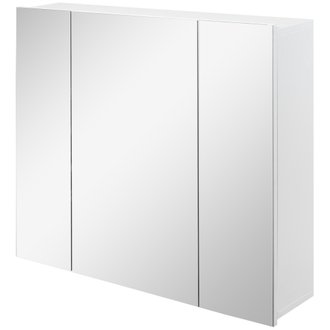 Armoire miroir de salle de bain 3 portes 2 étagères blanc