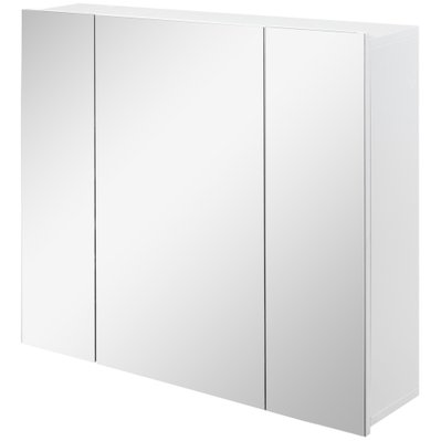 Armoire miroir de salle de bain 3 portes 2 étagères blanc - 834-366 - 3662970103432