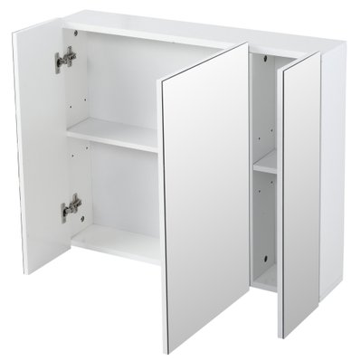 Armoire miroir de salle de bain 3 portes 2 étagères blanc - 834-366 - 3662970103432