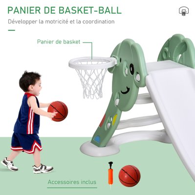 Toboggan enfant panier basket balle pompe incluses HDPE - 331-004GN - 3662970092507