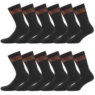 Pack de 12 paires de chaussettes hautes de travail TEK Black&Decker - noir/orange