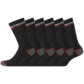 Pack de 6 chaussettes hautes de travail FACOM - noir/gris chiné/rouge