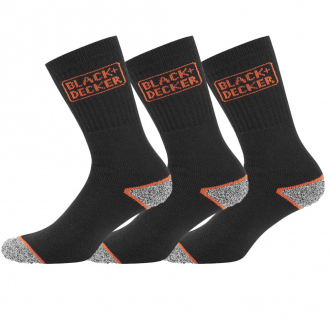 Pack de 3 paires de chaussettes hautes de travail TEK Black&Decker - noir/gris chiné/orange