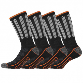 Pack de 4 paires de chaussettes hautes de travail TOOL Black&Decker - noir/gris/orange