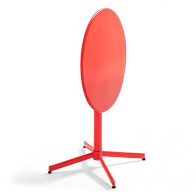 Palavas - Table ronde 70 cm plateau inclinable et 4 chaises rouge - 107894 - 3663095113481