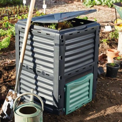Composteur, bac, poubelle à compost de jardin - 300 L - Noir et Vert - EGK2148 - 3662348037994