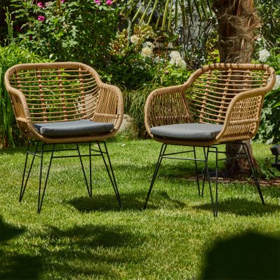 Lot de 2 chaises de jardin PARAMO, imitation rotin - 12660 - 4016787126600