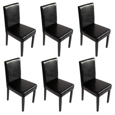 Lot de 6 chaises de salle à manger simili-cuir noir pieds foncés CDS04246 - cds04246 - 3000075755451