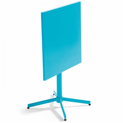 Palavas - Table carrée 70 cm plateau inclinable et 4 chaises bleu - 107887 - 3663095113412