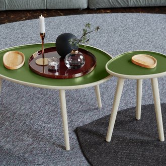 MARSALA - Table basse en bois et peinture céramique vert kaki