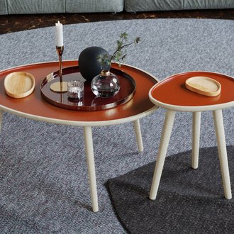 MARSALA - Table basse en bois et peinture céramique ocre
