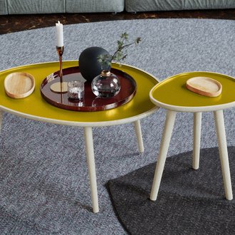 MARSALA - Table basse, en bois et peinture céramique jaune