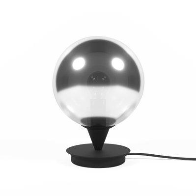 AVOLA - Lampe à poser design en métal noir et verre fumé - PP-218420 - 3666417002104