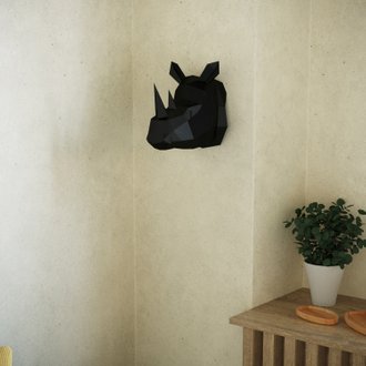 RHINOCÉROS - Trophée décoratif mural rhinocéros noir en polyrésine