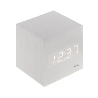 Thermomètre cube finition effet bois blanc cérusé - Otio