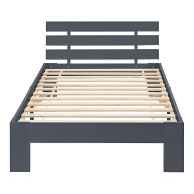 Cadre de lit avec sommier à lattes en bois de pin gris foncé 90 x 200 cm 03_0004745 - 03_0004745 - 3000569499786
