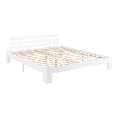 Cadre de lit pour adultes avec sommier à lattes en bois de pin blanc 180 x 200 cm 03_0004755 - 03_0004755 - 3000572299786