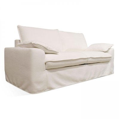 Canapé en tissu texturé 3 places blanc - 107668 - 3663095111982