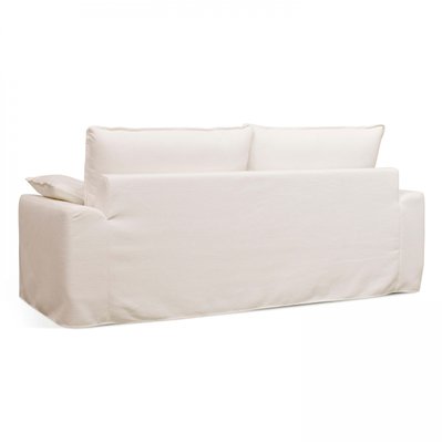 Canapé en tissu texturé 3 places blanc - 107668 - 3663095111982