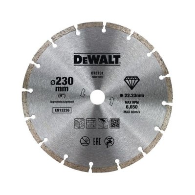 Disque fritté segmenté DEWALT DT3731-QZ pour matériaux de construction/béton 230x22.2mm - DT3731-QZ - 5035048025925