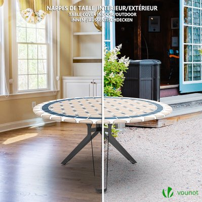 VOUNOT Nappe de table ronde en PVC Tissu non-tissé style ceramique - 6702868234263 - 6973424411711