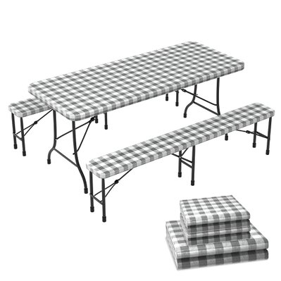 VOUNOT Lot 3 nappes de table et banc en PVC Vinyle style ceramique - 6702868496407 - 6973424411728
