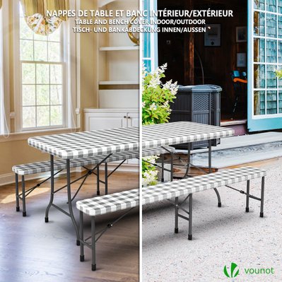VOUNOT Lot 3 nappes de table et banc en PVC Vinyle style ceramique - 6702868496407 - 6973424411728