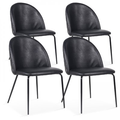 Lot de 4 chaises en textile enduit noir - 108100 - 3663095115744