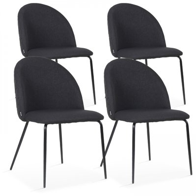 Lot de 4 chaises en tissu noir - 108103 - 3663095115775