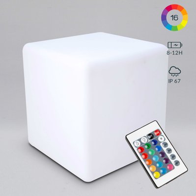 Cube led lumineux polyéthylène blanche - 106518 - 3663095041760
