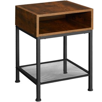 Tectake  Table de chevet HARLOW 40,5x40,5x52,5cm - bois foncé industriel
