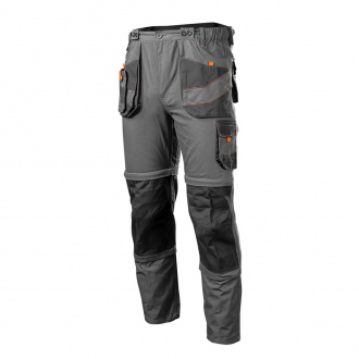 Pantalon de travail 6-en-1 NEO TOOLS - 100 % coton - 260 g/m² - gris