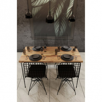 Ensemble tables à manger & 4 chaises - chêne & noir