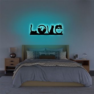 Néon design Cat Love - 70 x 22 cm - IP20 - bleu
