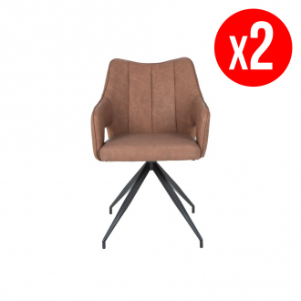 Pack de 2 fauteuils DIOR - cuir écologique - marron