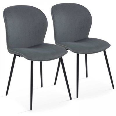 Lot de 2 chaises en velours côtelé gris - 108780 - 3663095126610