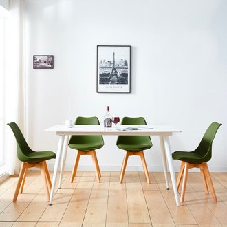 Lot de 4 chaises de salle à manger LAGOM Vert Bois naturel style scandinave