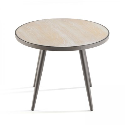 Table basse ronde avec plateau imitation bois - Tivoli - 109111 - 3663095129581