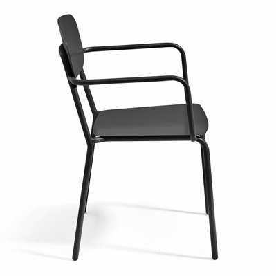 Ensemble table de jardin et 2 fauteuils en aluminium noir 75 x 75 x 76 cm - 108254 - 3663095117236